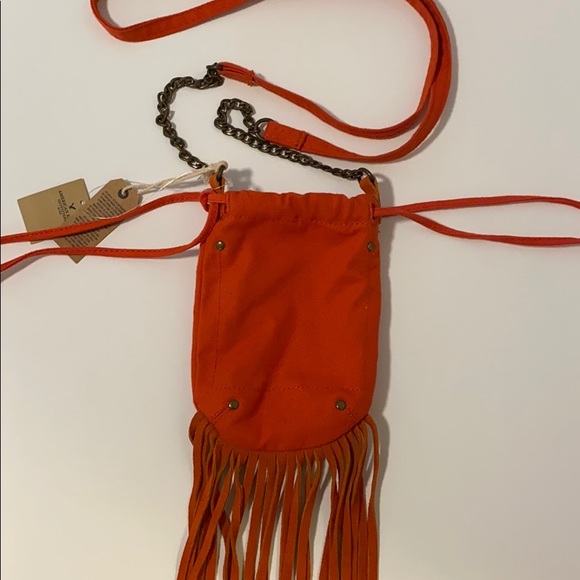 Coral canvas and suede fringe bag - Picture 8 of 8